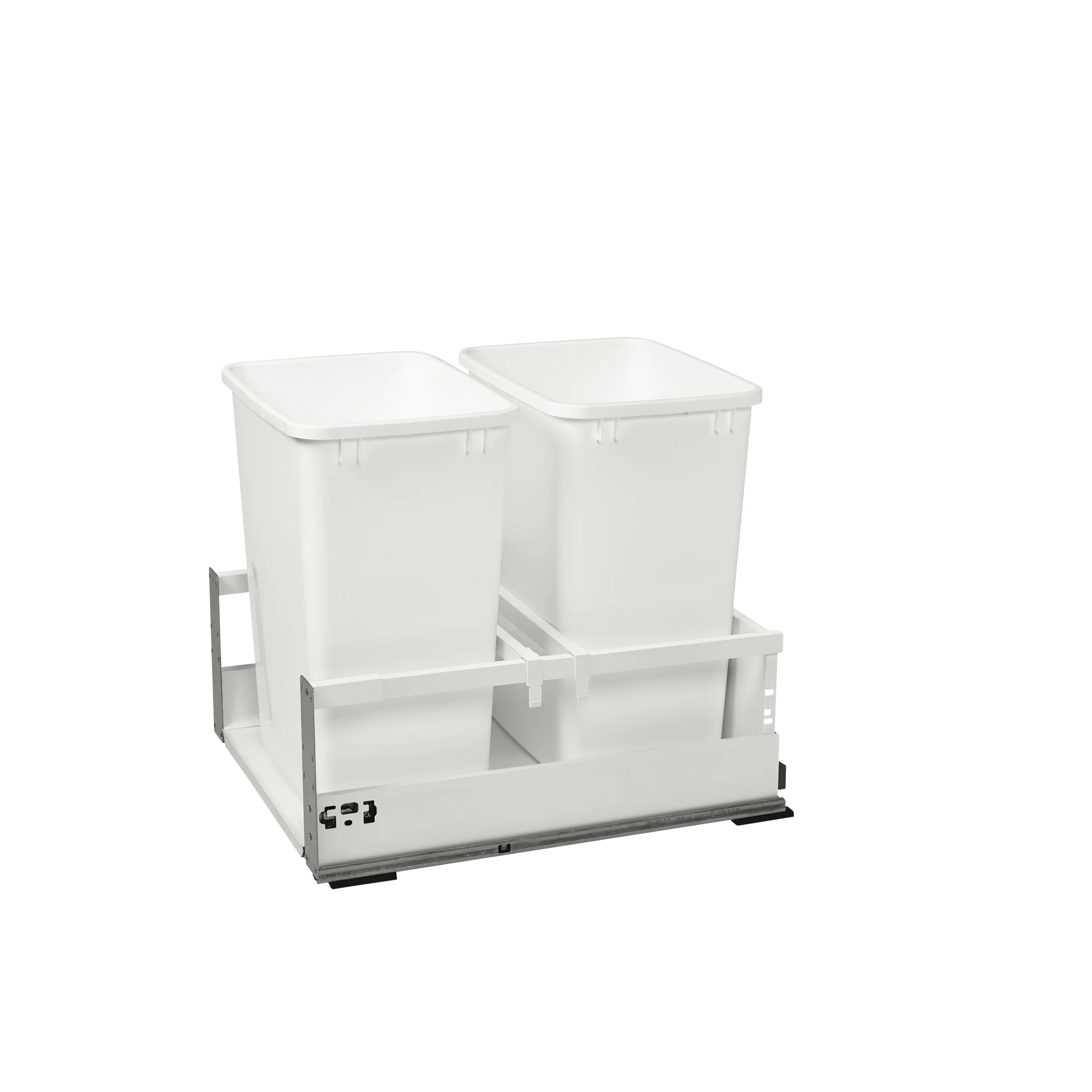 Double 35 Qrt Tandem Pull-Out Waste Container White  18.5 in (470 mm) W x 22.4 in (569 mm) D x 19 in (483 mm) H - Image 2