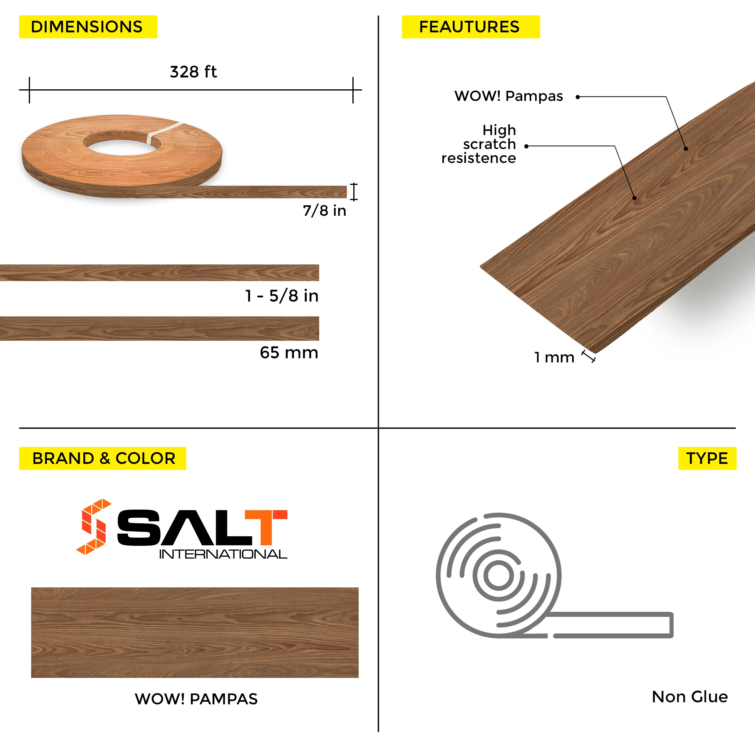 Wow Pampas PVC Edge Banding (328 ft x 1 mm) - Image 4