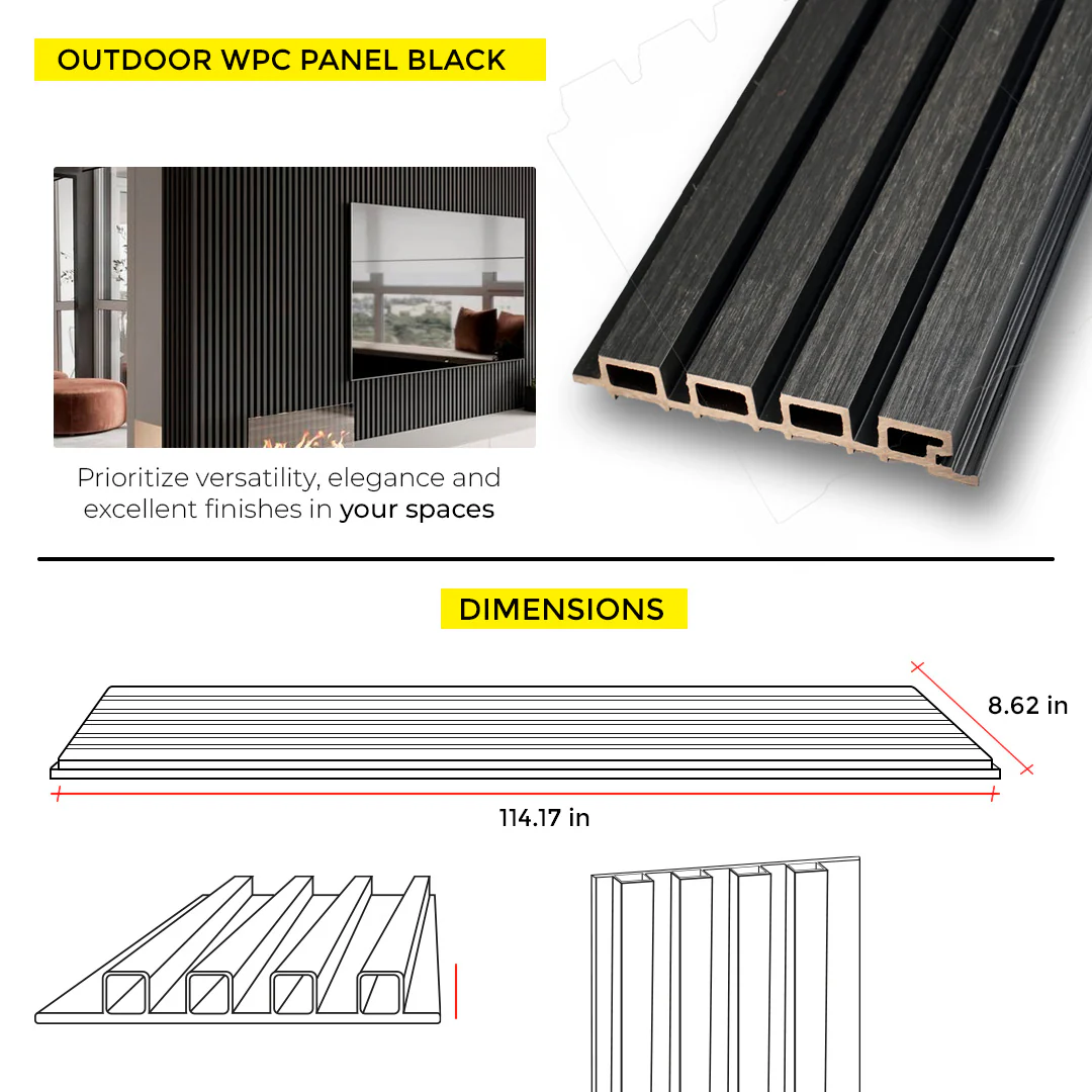 OUTDOOR WPC PANEL BLACK 8.62'' X 114.17'' - Image 3