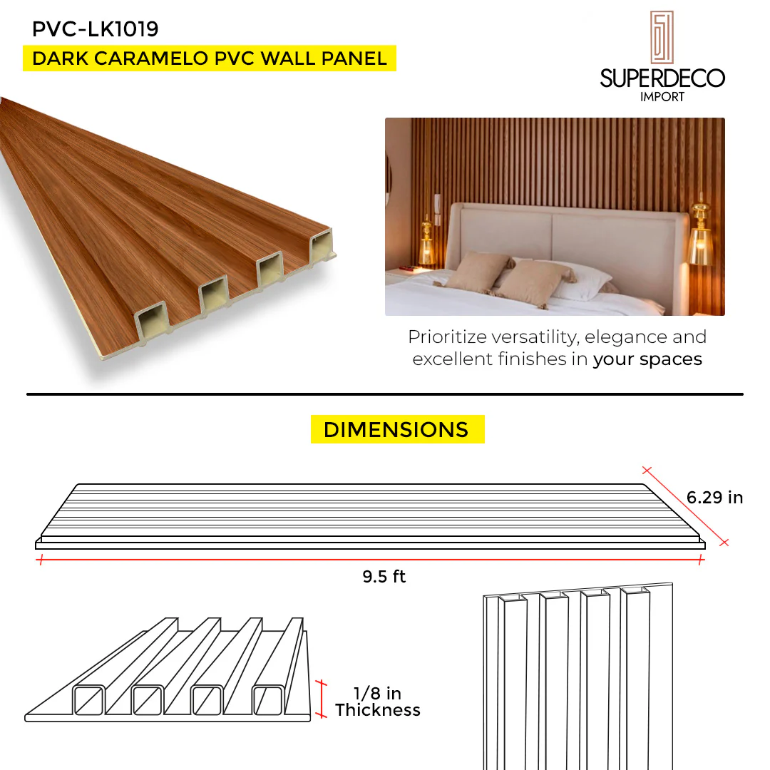 WOOD PANEL PVC DARK CARAMELO 9.5FT X 6.29 inch - Image 4