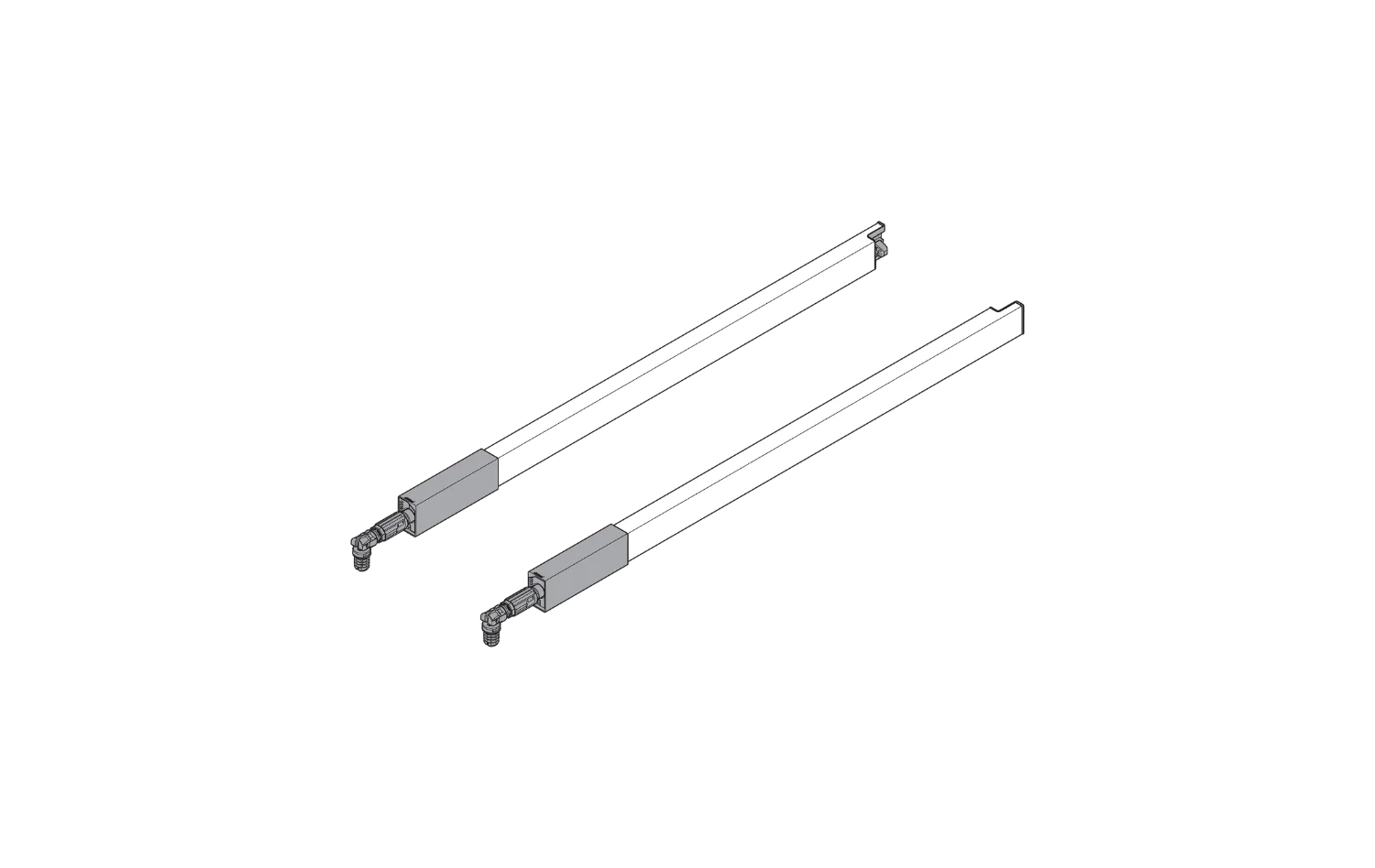 TANDEMBOX rectangular gallery rails - CENTER Ident 20'' White Aluminum